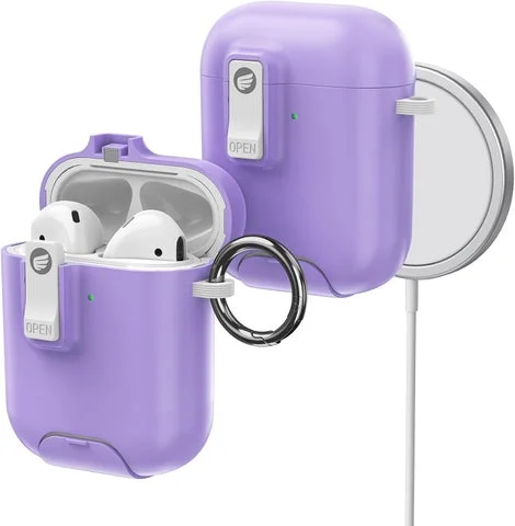 AirPods第1/2世代用保護ケースとMagSafe充電器の接続状態
