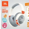 JBL Junior 470NCの製品画像とキッズデザイン賞のロゴ、主な機能のアイコン