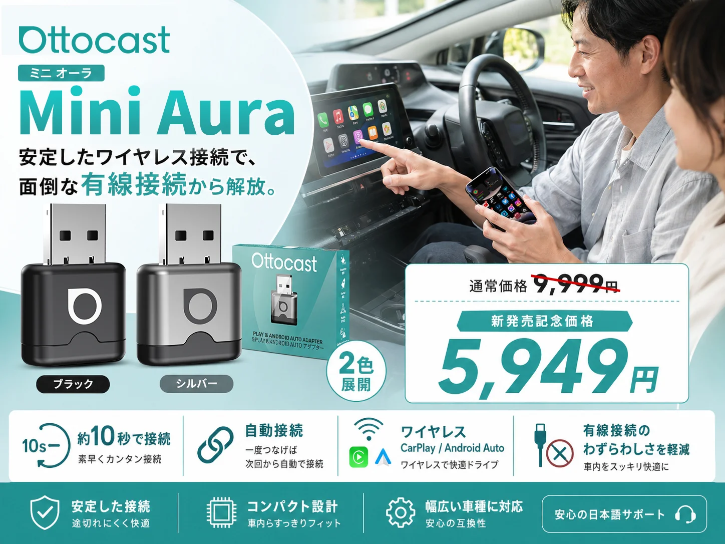 Mini Auraの製品紹介と価格、特長をまとめた販促画像