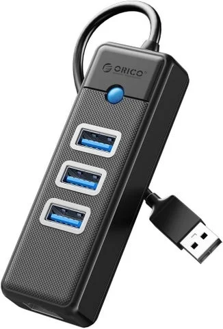 ORICOのUSB 3.0ポート3基とLANポートを搭載した2-in-1ハブ本体