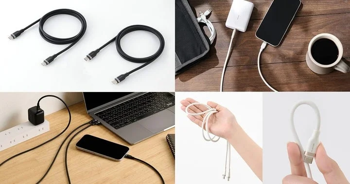USB Type-Cケーブルの利用シーンを示す4枚の合成画像