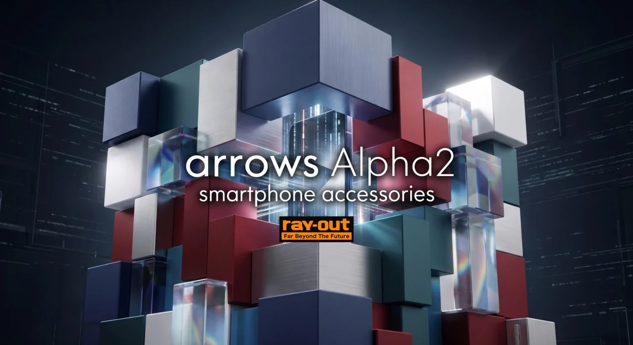 arrows Alpha2のブランドロゴと幾何学的な立方体の抽象的グラフィック