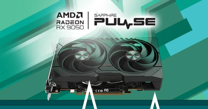 SAPPHIRE PULSE Radeon RX 9050 GAMING 8GBの外観とデュアルファ