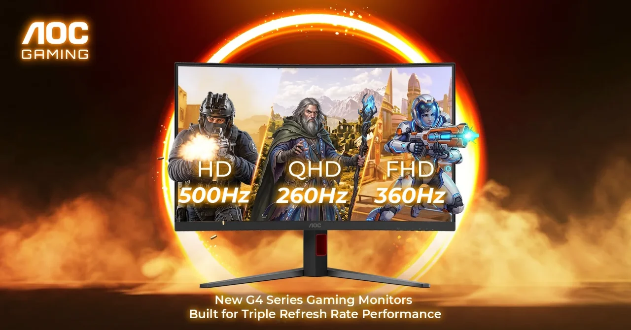 AOCゲーミングモニターG4シリーズのHD 500Hz、QHD 260Hz、FHD 360Hzの性能