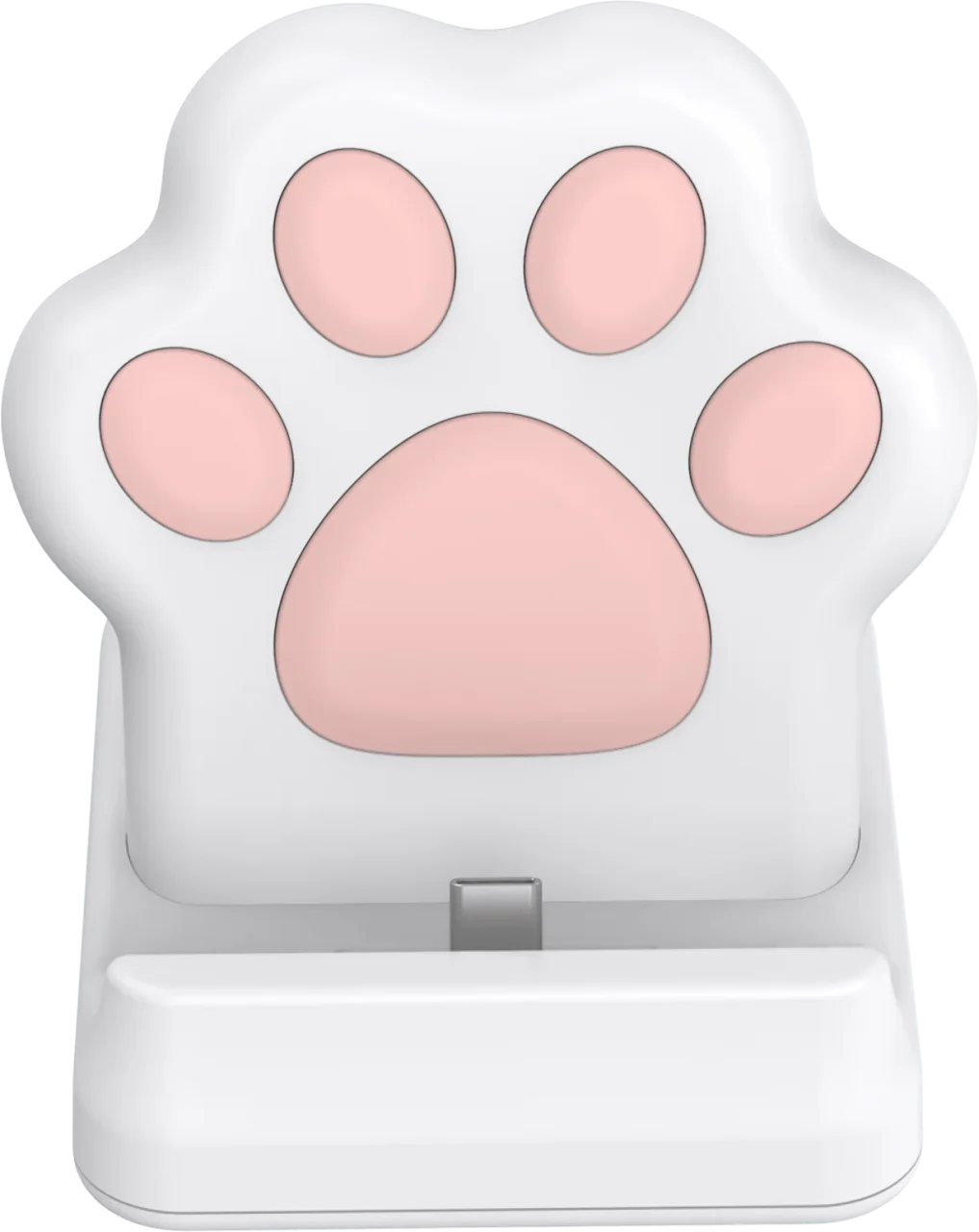 猫の肉球デザインの充電スタンドの正面図