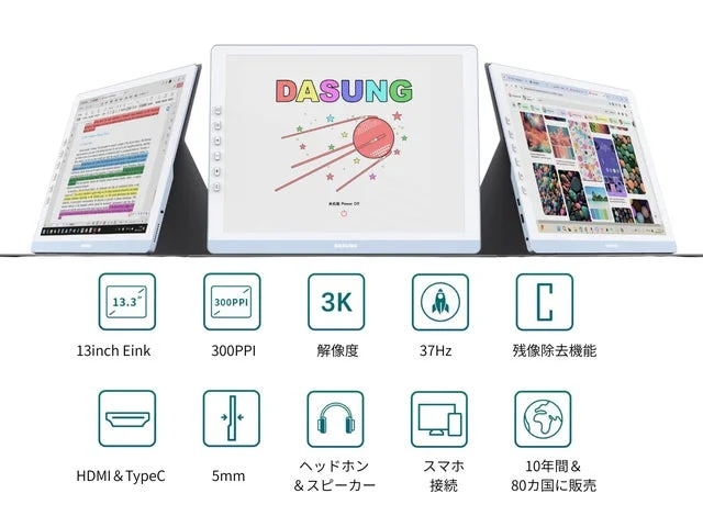 DASUNG13K Gen2の利用シーンと主な機能アイコンの一覧