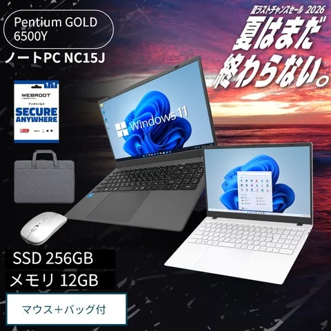 ノートPC PASOUL NC15Jと付属品のマウス、バッグ、ソフト