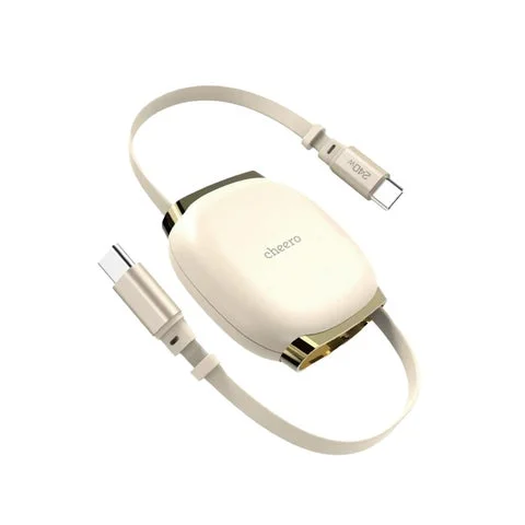 ベージュカラーの巻き取り式USB-Cケーブル本体