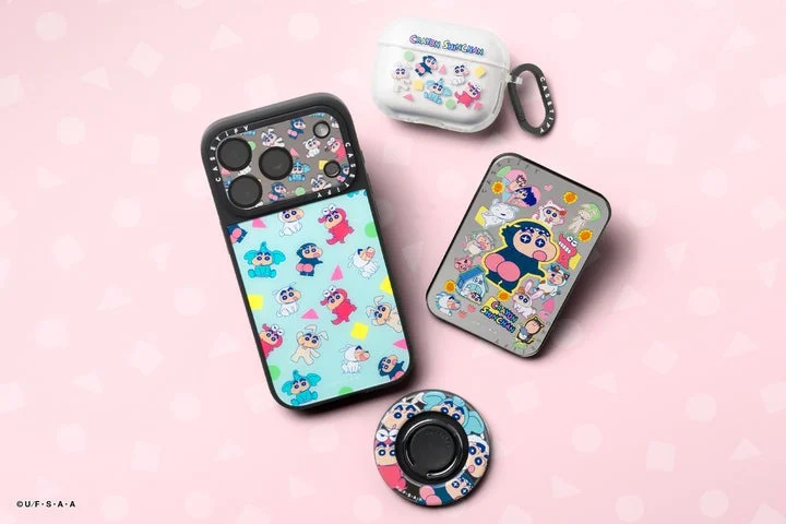 スマホケース、AirPodsケース、グリップスタンドの装着例