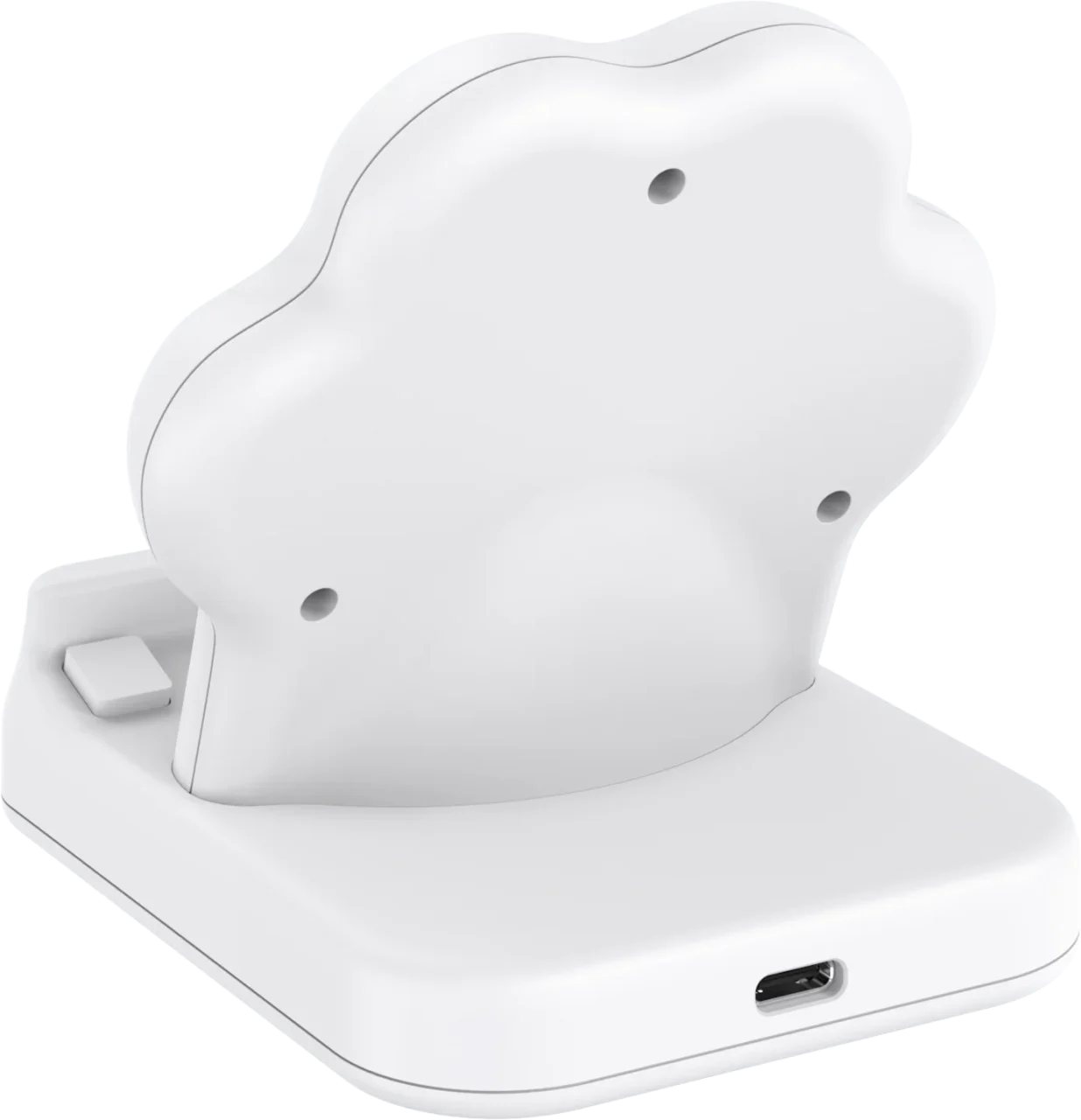 猫の肉球デザインの充電スタンドの背面図(USBポート付き)