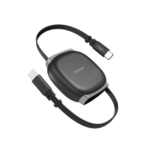 ブラックカラーの巻き取り式USB-Cケーブル本体