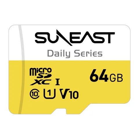 64GBの容量が記載されたSUNEAST Daily Series microSDカードの製品単体画