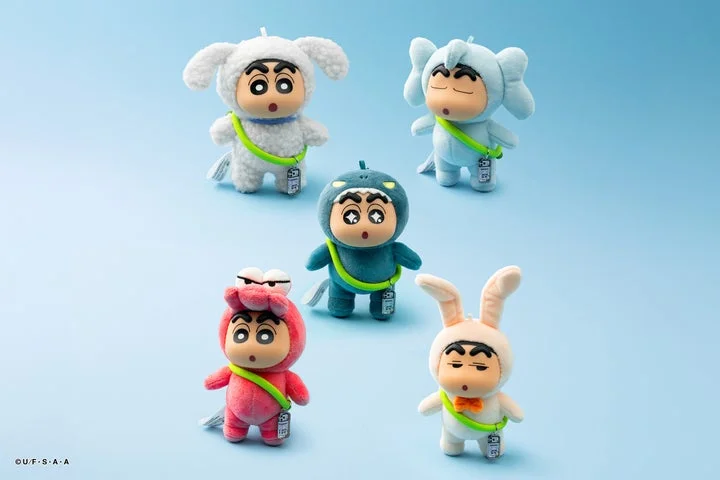 アニマルコスチュームを身にまとった5種類のしんちゃんぬいぐるみチャーム