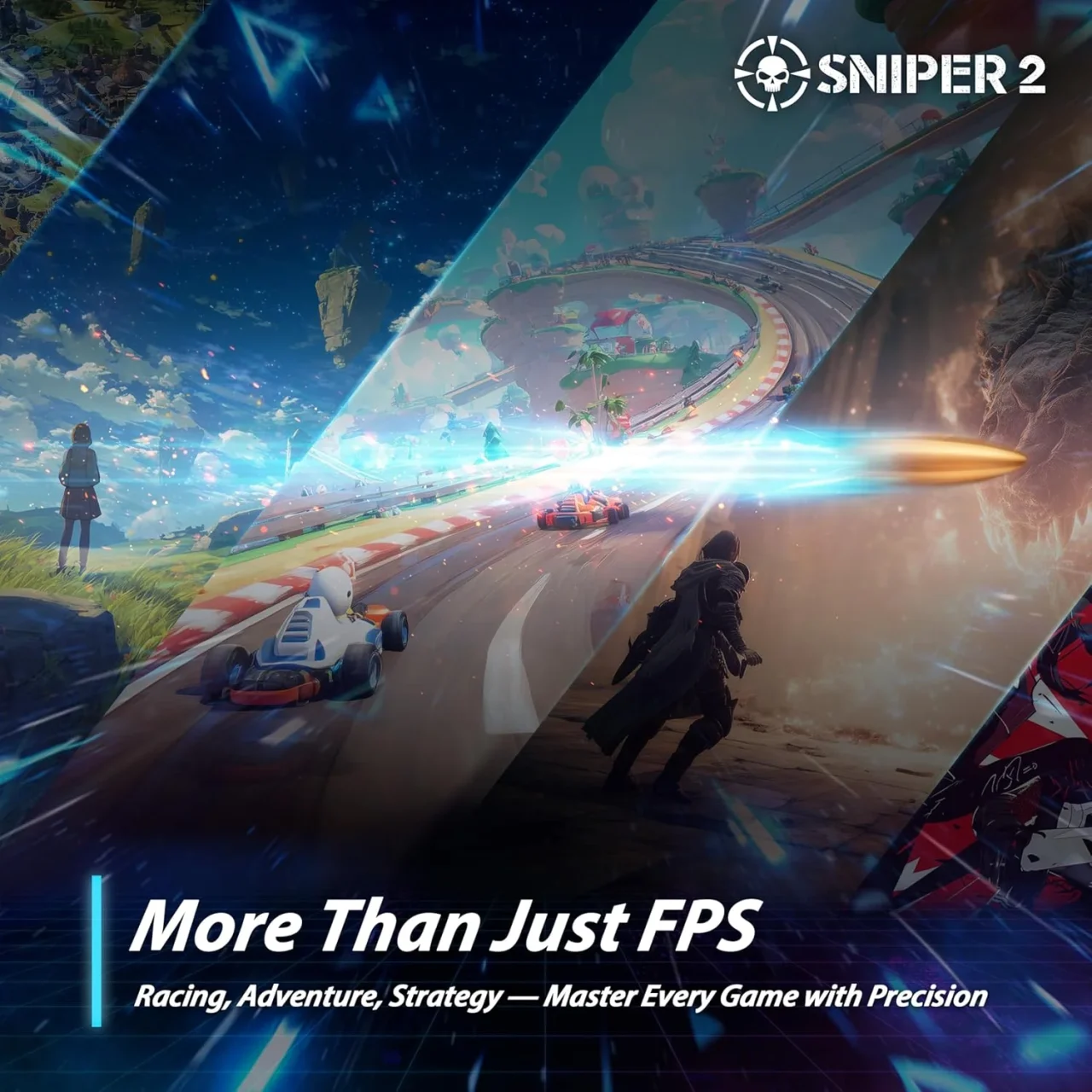 FPS、レーシング、RPGなど多様なゲームジャンルのイメージ