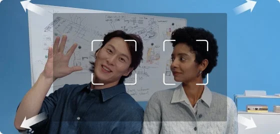 人物を自動追尾しフレーミングするAIトラッキング機能の様子