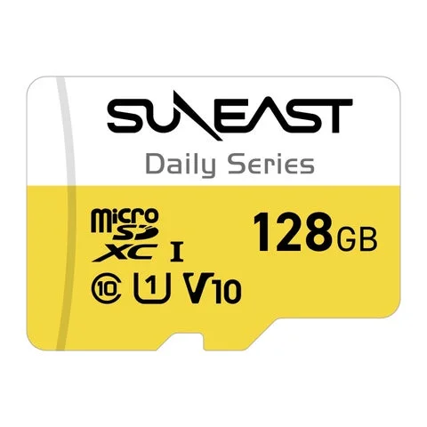 128GBの容量が記載されたSUNEAST Daily Series microSDカードの製品単体