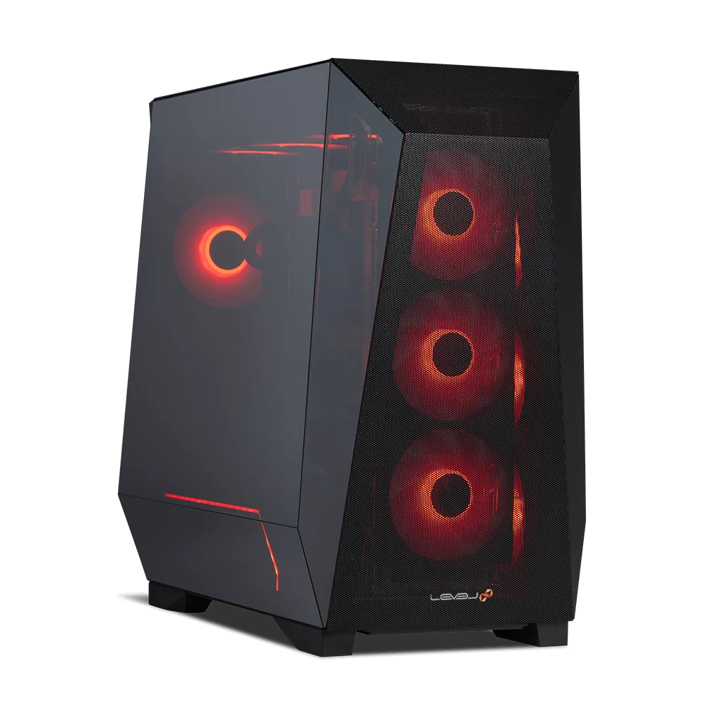 前面メッシュと赤色LEDファンを備えたLEVEL∞ゲーミングPC