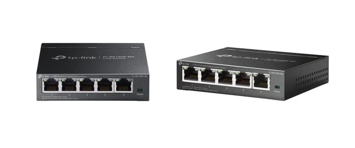 TL-SG105S-M2の正面および斜めからの製品外観