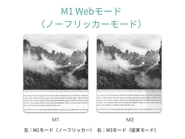 M1 WebモードとM3従来モードの表示比較