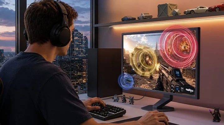 AI Sound機能による音響最適化をイメージしたゲームプレイ風景