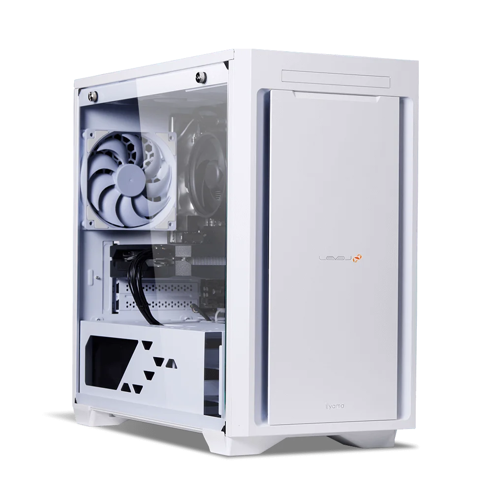 白色のタワー型デスクトップPC筐体