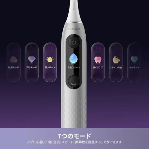 ディスプレイに表示される7つのブラッシングモードアイコン