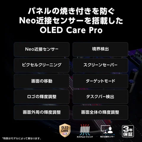 ASUS OLED Care Proの保護機能一覧図