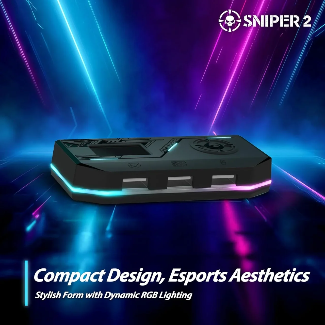 RGBライティングが発光するSniper 2本体の製品外観