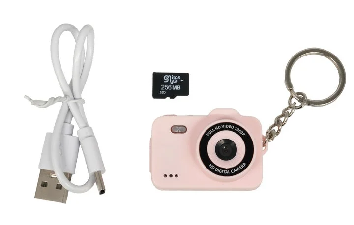 DigiCan本体、microSDカード、USB充電ケーブル、キーチェーンの付属品一式