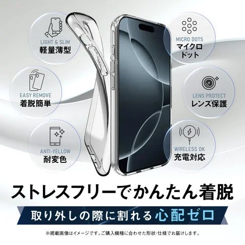 ケースの多機能性を示すアイコン付き画像