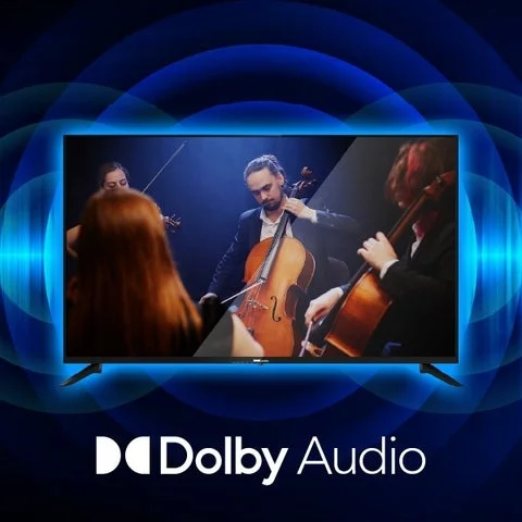 チェロを演奏する映像とDolby Audioのロゴ