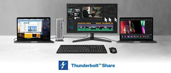 2台のPC間でキーボードやマウスを共有するThunderbolt Shareの利用イメージ