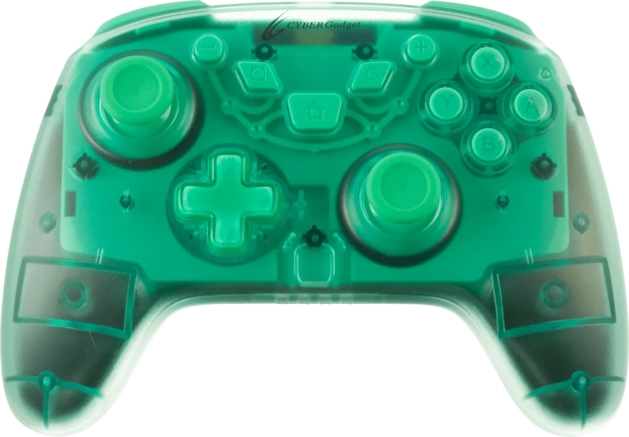 エメラルドカラーのゲームコントローラー正面