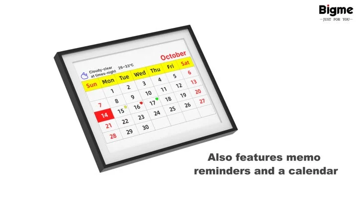 Bigme F13に表示されたカレンダーとメモの画面