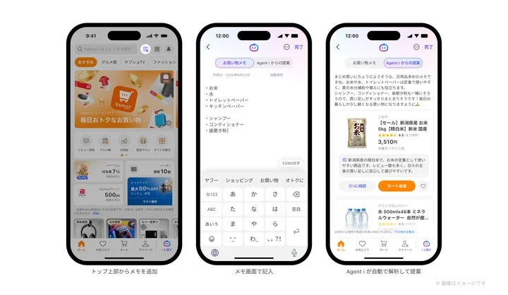 Yahoo!ショッピングアプリでのAIお買い物メモ利用手順