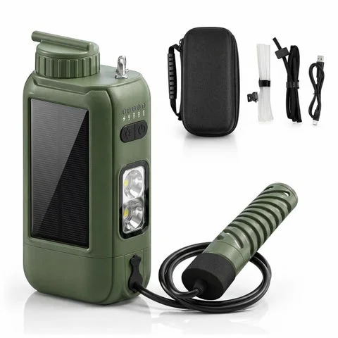 ポータブル電動浄水器本体と付属品(収納ケース、ケーブル等)