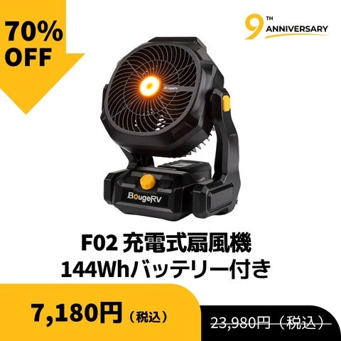 BougeRV F02 充電式扇風機の製品画像