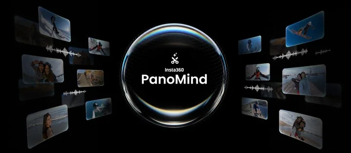 Insta360 PanoMindのロゴとAI編集イメージ