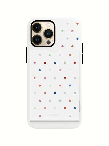 スワロフスキーが散りばめられた白いスマートフォンケース