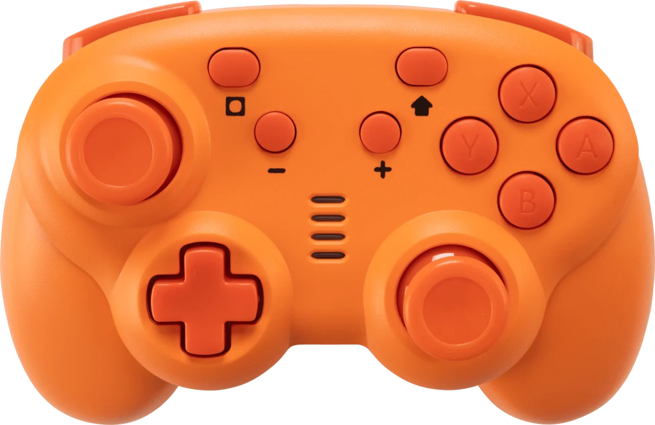 オレンジカラーの小型ゲームコントローラー正面