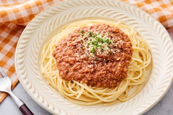 スープ・ソースモードで作ったミートソースパスタ