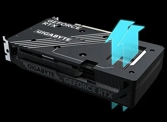 RTX 5060のスクリーンクーリングによる排熱イメージ