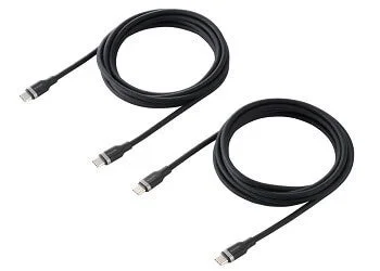ブラックのUSB Type-Cケーブル 2m 2本セット