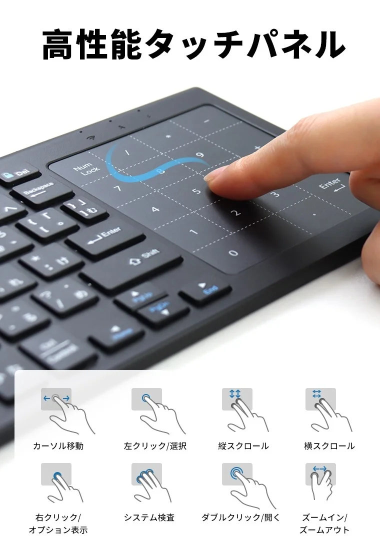 タッチパッドの操作方法を示すイラスト