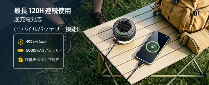 モバイルバッテリーとしてスマートフォンを充電するランタン