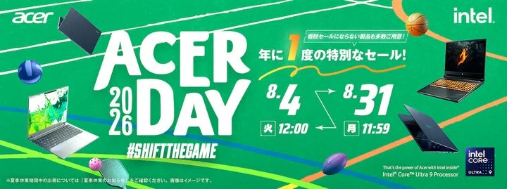 Acer Day 2026セールの告知バナー