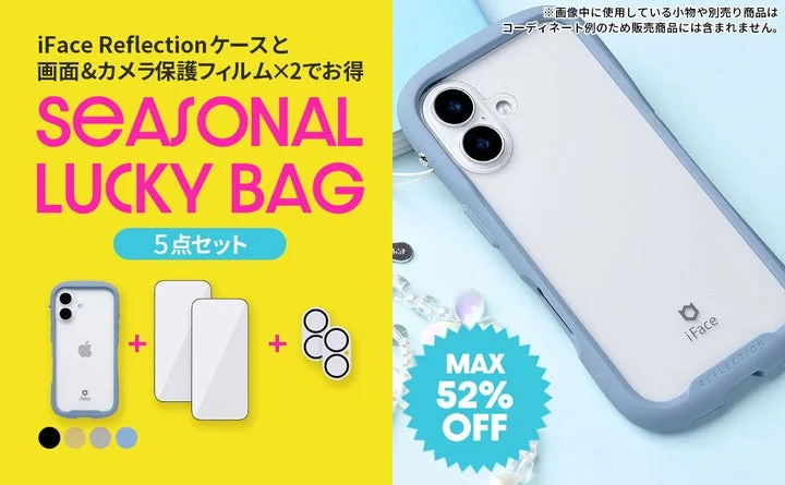 iFaceスマホケースと保護フィルム等の5点セット内容