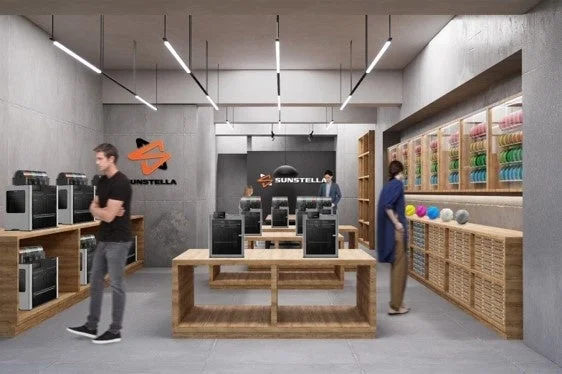 3Dプリンターや造形材料が展示されたサンステラ3Dステーション池袋店の店内風景