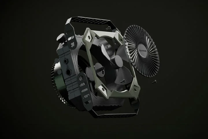 GEAR MISSION FANの内部構造を示す分解図