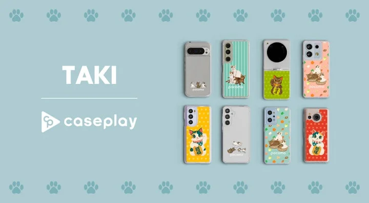 イラストレーターTAKIデザインの猫が描かれたスマートフォンケース全9種類
